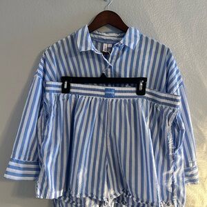 Blue Striped Pajama Set